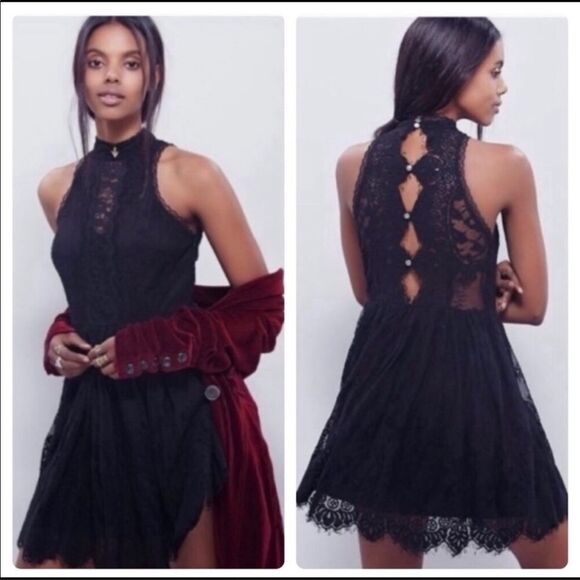 FREE PEOPLE | Verushka Lace Button Back Dress Sz 2 - Picture 14 of 14